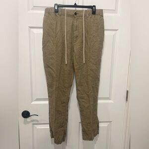 Caribbean Men's Pants 100% Linen 38x32 Beige Beach Lightweight Vacation Casual